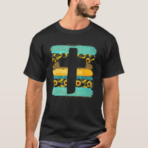 Glaubenskreuz mit Sonnenblume Gott Jesus Christlic T-Shirt