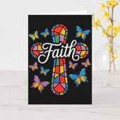 Glaubenskreuz Schmetterlinge Und Blumen Christlich Karte (Gelbe Blume)