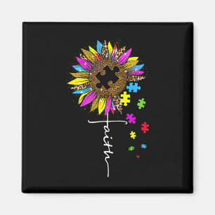 Glaubenskreuz Sonnenblume Autismus Mama Leopard Pu Magnet