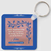 Glaubensnachricht - 1 Korinther 16:13-14 - Metall Schlüsselanhänger (Rückseite)