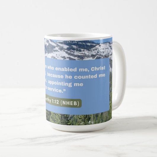 Glaubensnachricht - Bibelverse - 1 Timothy 1-12 - Kaffeetasse (VorderseiteRechts)