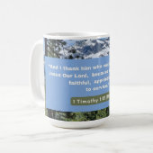 Glaubensnachricht - Bibelverse - 1 Timothy 1-12 - Kaffeetasse (Vorderseite Links)