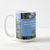 Glaubensnachricht - Bibelverse - 1 Timothy 1-12 - Kaffeetasse (Links)