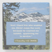 Glaubensnachricht - Bibelverse - 1 Timothy 1-12 - Steinuntersetzer (Vorderseite)