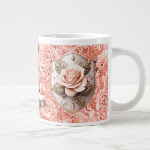 Glaubensschild auf rosa Rosen-Tasse Jumbo-Tasse