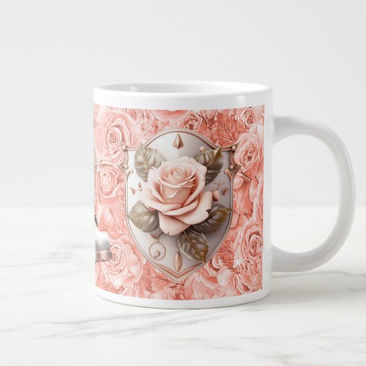 Glaubensschild auf rosa Rosen-Tasse Jumbo-Tasse (Rechts)