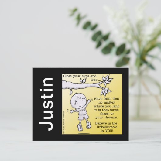 Glaubenssprung Postkarte (Stehend Vorderseite)