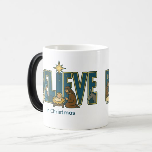 Gläubige Weihnachtskrippe Farbwechsel-Tasse Verwandlungstasse (Vorderseite Links)