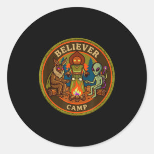 Gläubiger-Camp-Mothman-Alien-Vintage-Scout-UFO Runder Aufkleber