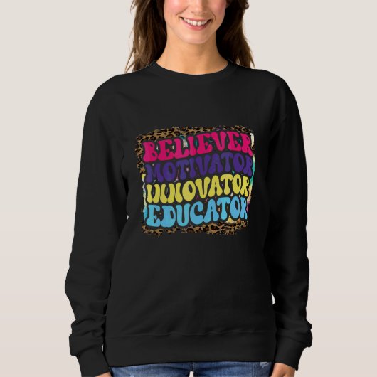 Gläubiger Motivator Innovator Erzieher Leopard Tea Sweatshirt (Vorderseite)