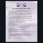 GLAUBWÜRDIGES Lilac EYELASH EXTENSION CONSENT FORM Flyer<br><div class="desc">Eyelash Extensions Consent Formulare sind perfekt für Ihr Lash Extension Geschäft. Dieses moderne und ausgeklügelte Konsensformular bietet eine glamouröse, minimalistische Illustration der Wimpern einer Frau, einen Titel und einen Block, in dem Sie alle Ihre Einwilligungserklärung auf einem luxuriösen Aquarelllavender lila Hintergrund einfügen können. Brauchst du Hilfe? Bitte schicken Sie mir...</div>