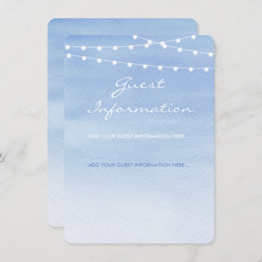 Glaucous Blue Watercolor String Lights Begleitkarte (Vorne/Hinten)