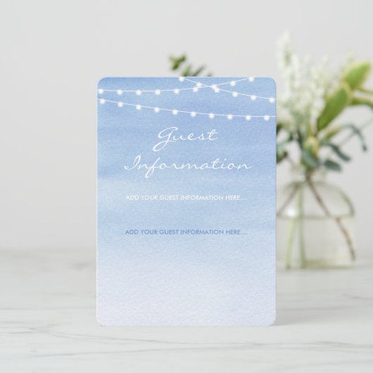 Glaucous Blue Watercolor String Lights Begleitkarte (Stehend Vorderseite)