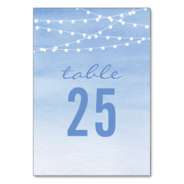 Glaucous Blue Watercolor String Lights Tischnummer