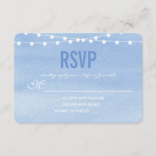 Glaucous Blue Watercolor String Lights UAWG RSVP Karte