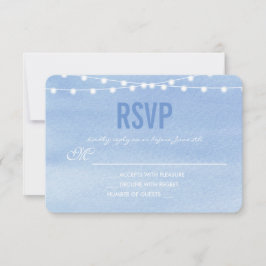 Glaucous Blue Watercolor String Lights UAWG RSVP Karte