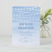 Glaucous Watercolor String Lights Einladung (Stehend Vorderseite)