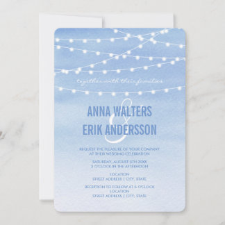 Glaucous Watercolor String Lights Einladung
