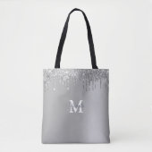 Glaver Silver Glitzer Personalisiert Monogramm Tasche (Vorderseite)