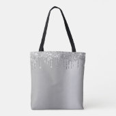 Glaver Silver Glitzer Personalisiert Monogramm Tasche (Rückseite)