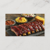 Glazed barbecued ribs with side dishes visitenkarte (Rückseite)