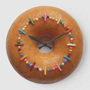 Glazed Donut Sprinkles Clock Große Wanduhr