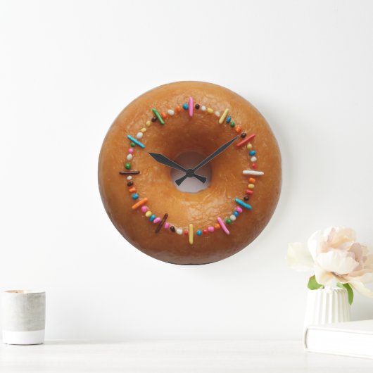 Glazed Donut Sprinkles Clock Große Wanduhr (Zuhause)