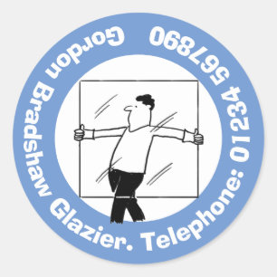 Glazier Glas & Verglasung mit Kontaktdetails. Runder Aufkleber