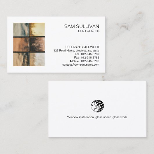 Glazier Glazing Glass Work Business Card Visitenkarte (Vorne/Hinten)
