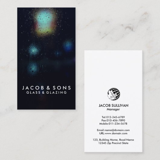 Glazier Glazing Glass Work Business Card Visitenkarte (Vorne/Hinten)