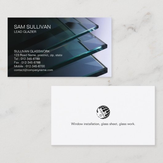 Glazier Glazing Glass Work Business Card Visitenkarte (Vorne/Hinten)
