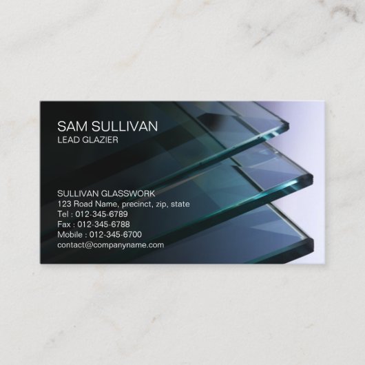 Glazier Glazing Glass Work Business Card Visitenkarte (Vorderseite)