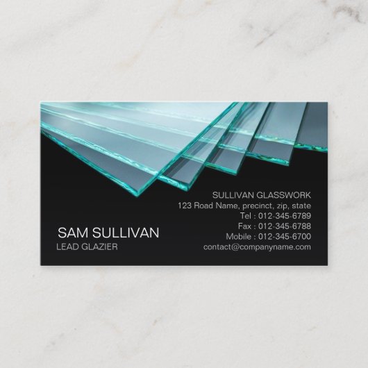 Glazier Glazing Glass Work Business Card Visitenkarte (Vorderseite)