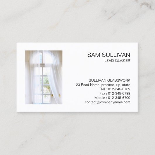 Glazier Glazing Glass Work Business Card Visitenkarte (Vorderseite)
