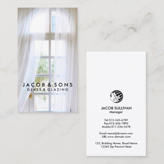 Glazier Glazing Glass Work Business Card Visitenkarte (Vorne/Hinten)