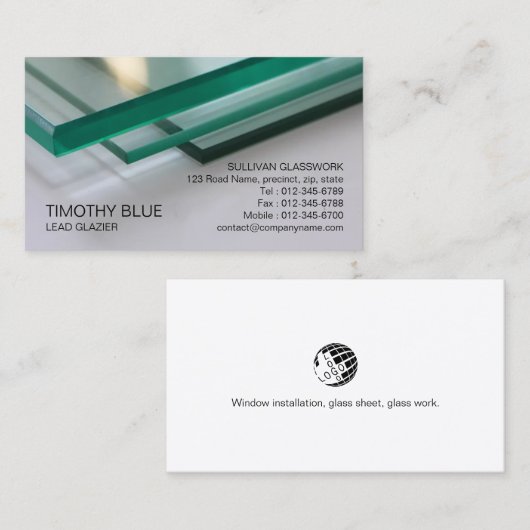 Glazier Glazing Glass Work Business Card Visitenkarte (Vorne/Hinten)