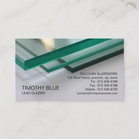 Glazier Glazing Glass Work Business Card Visitenkarte (Vorderseite)