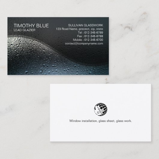 Glazier Glazing Glass Work Visitenkarte (Vorne/Hinten)