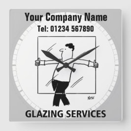 Glazing Services Cartoon Clock Quadratische Wanduhr