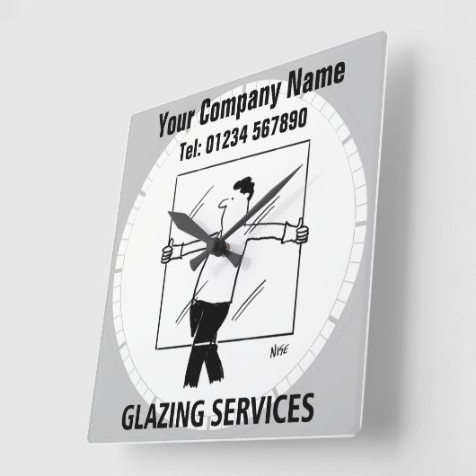 Glazing Services Cartoon Clock Quadratische Wanduhr (Winkel)