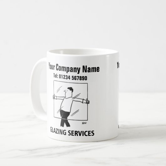 Glazing Services Glass Cutting Windows Cartoon Tas Kaffeetasse (Vorderseite Links)