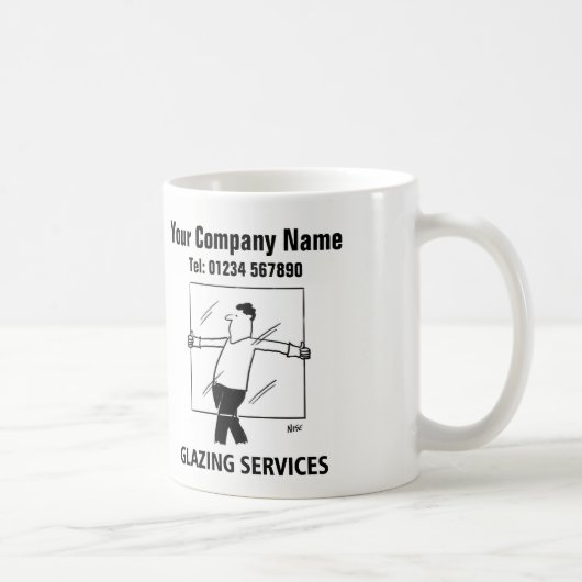 Glazing Services Glass Cutting Windows Cartoon Tas Kaffeetasse (Rechts)