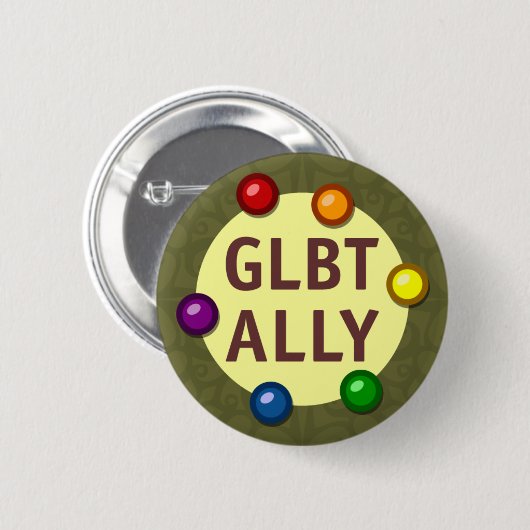 GLBT Ally Baubles Round Button (Vorne & Hinten)