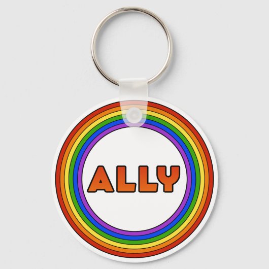 GLBT Ally Keychain (Button Style) Schlüsselanhänger (Vorderseite)