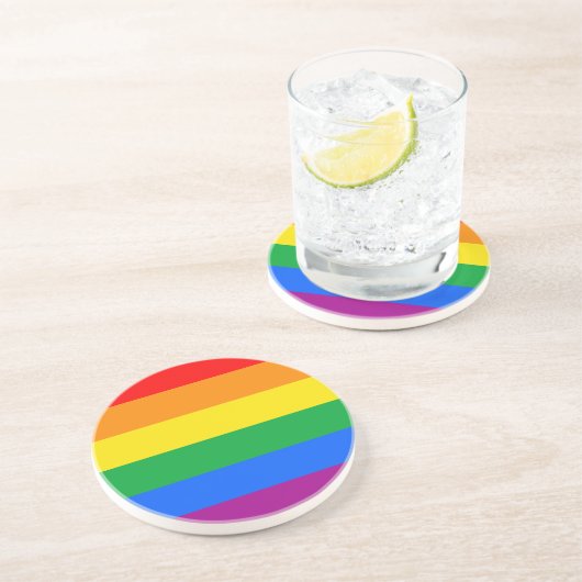 GLBT PRIDE STRIPES DESIGN SANDSTEIN UNTERSETZER (Seite)