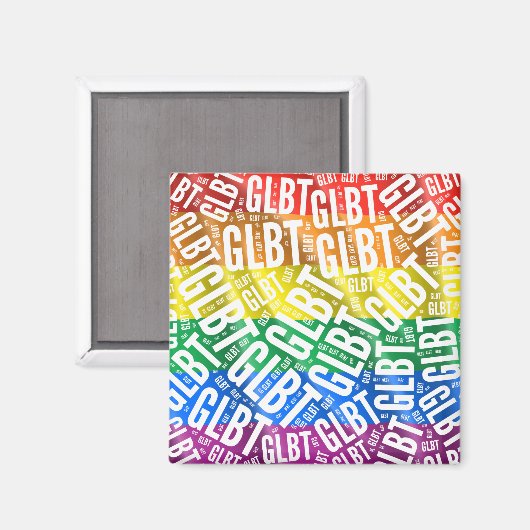 GLBT WORD PATTERN WHITE -.pnng Magnet (Vorderseite/Rückseite)