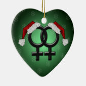 GLBT Xmas - lesbisch grün Keramik Ornament (Rechts)