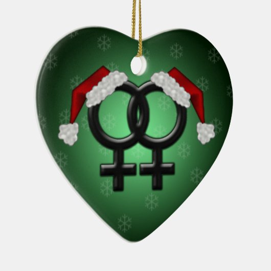 GLBT Xmas - lesbisch grün Keramik Ornament (Rechts)