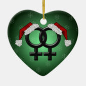 GLBT Xmas - lesbisch grün Keramik Ornament (Vorne)
