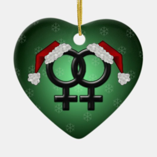GLBT Xmas - lesbisch grün Keramik Ornament (Vorne)